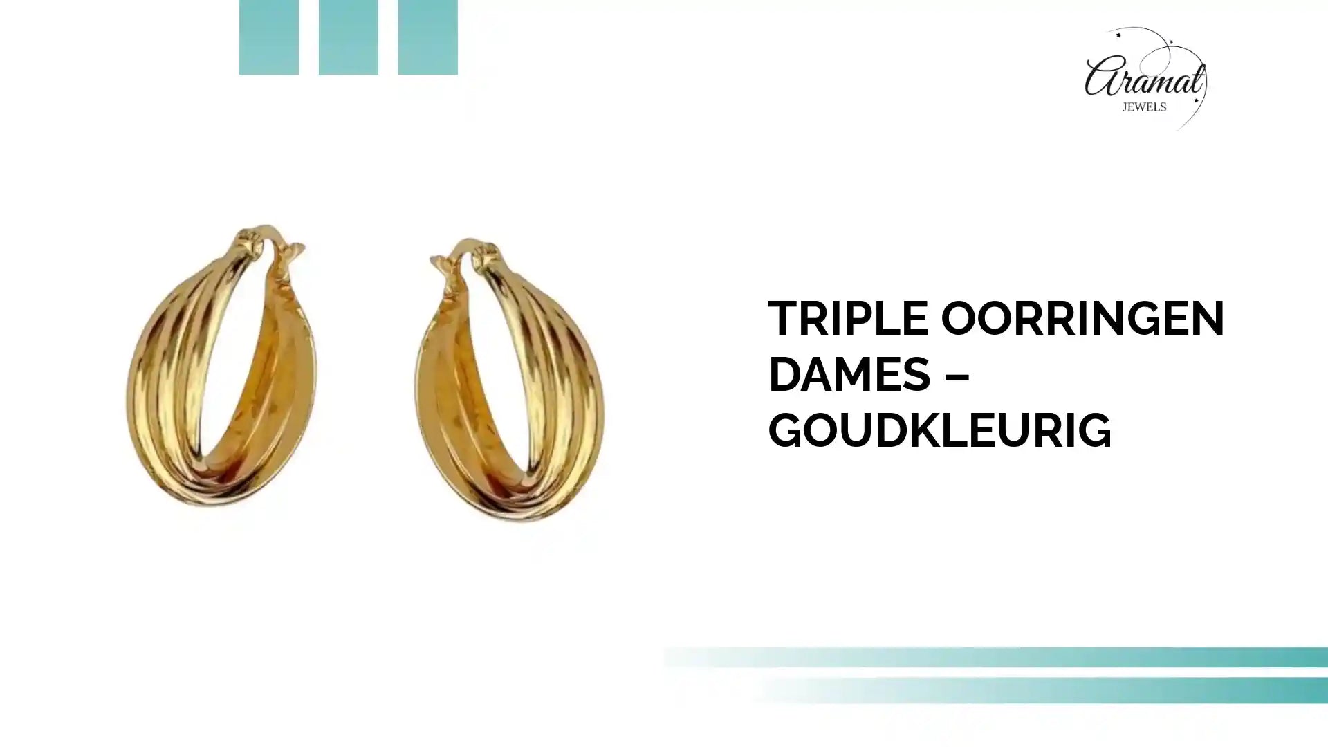 Triple oorringen dames &ndash; goudkleurig by@Outfy