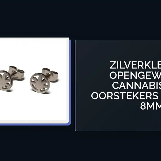 Zilverkleurige Opengewerkte Cannabisblad Oorstekers RVS Rond 8mm by@Outfy