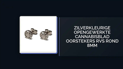 Zilverkleurige Opengewerkte Cannabisblad Oorstekers RVS Rond 8mm by@Outfy