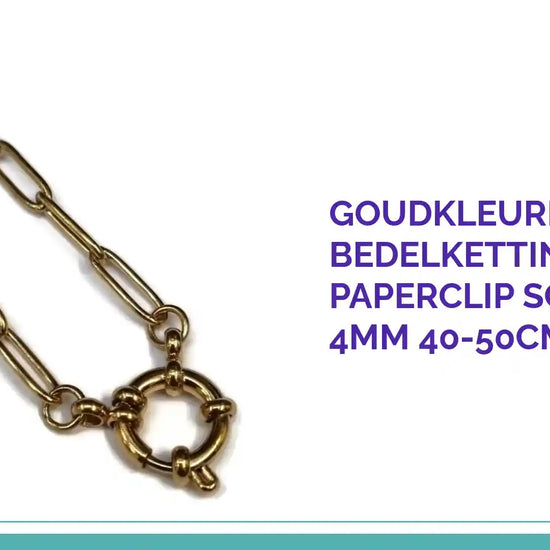 Goudkleurige Bedelketting Paperclip Schakel RVS 4mm 40-50cm by@Outfy