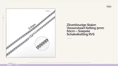 Zilverkleurige Stalen Vossenstaart Ketting 5mm 60cm &ndash; Soepele Schakelketting RVS by@Outfy