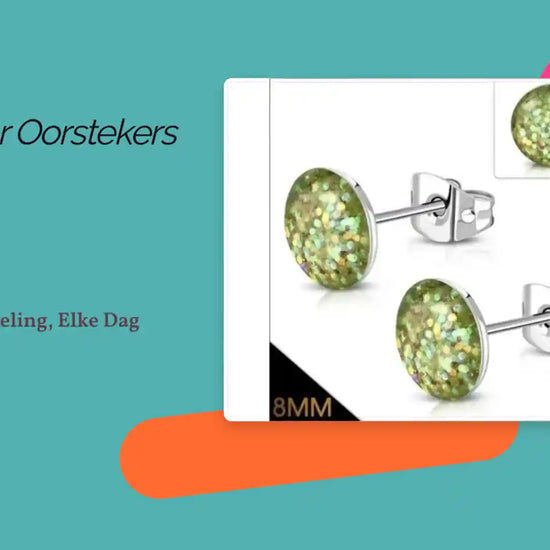 RVS Glitter Oorstekers 8mm by@Outfy