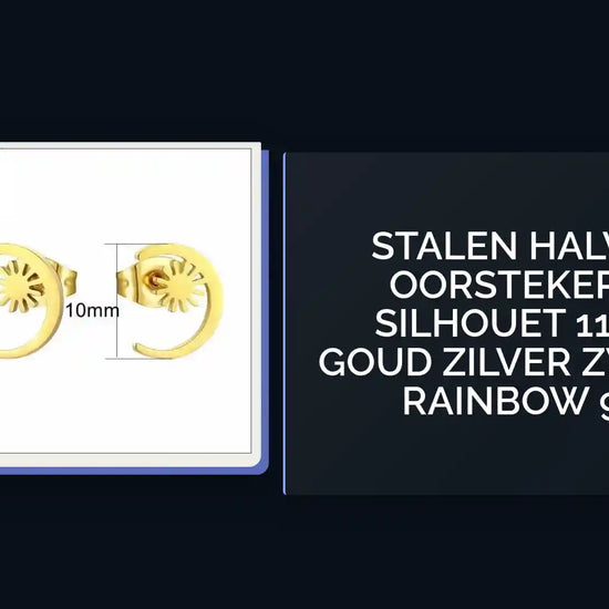 Stalen Halve Maan Oorstekers Open Silhouet 11 Stijlen Goud Zilver Zwart Ros&eacute; Rainbow 9-10mm by@Outfy