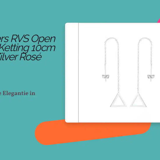 Oorhangers RVS Open Driehoek Ketting 10cm 15mm &ndash; Zilver Ros&eacute; by@Outfy