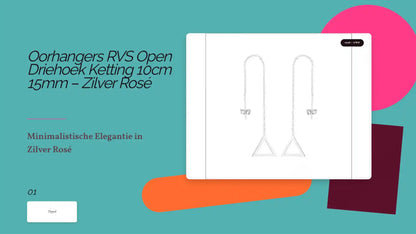 Oorhangers RVS Open Driehoek Ketting 10cm 15mm &ndash; Zilver Ros&eacute; by@Outfy