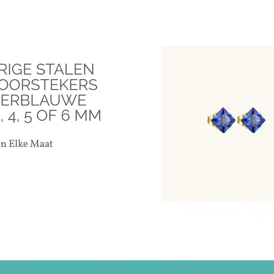 Goudkleurige Stalen Vierkante Oorstekers met Donkerblauwe Zirkonia &ndash; 3, 4, 5 of 6 mm by@Outfy