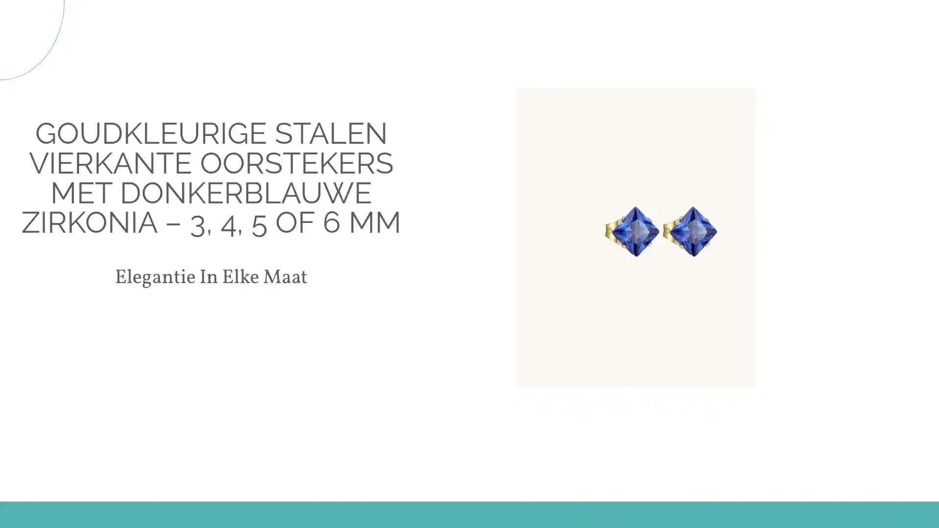 Goudkleurige Stalen Vierkante Oorstekers met Donkerblauwe Zirkonia &ndash; 3, 4, 5 of 6 mm by@Outfy