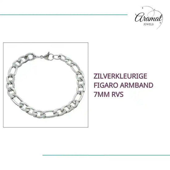 Zilverkleurige Figaro Armband 7mm RVS by@Outfy