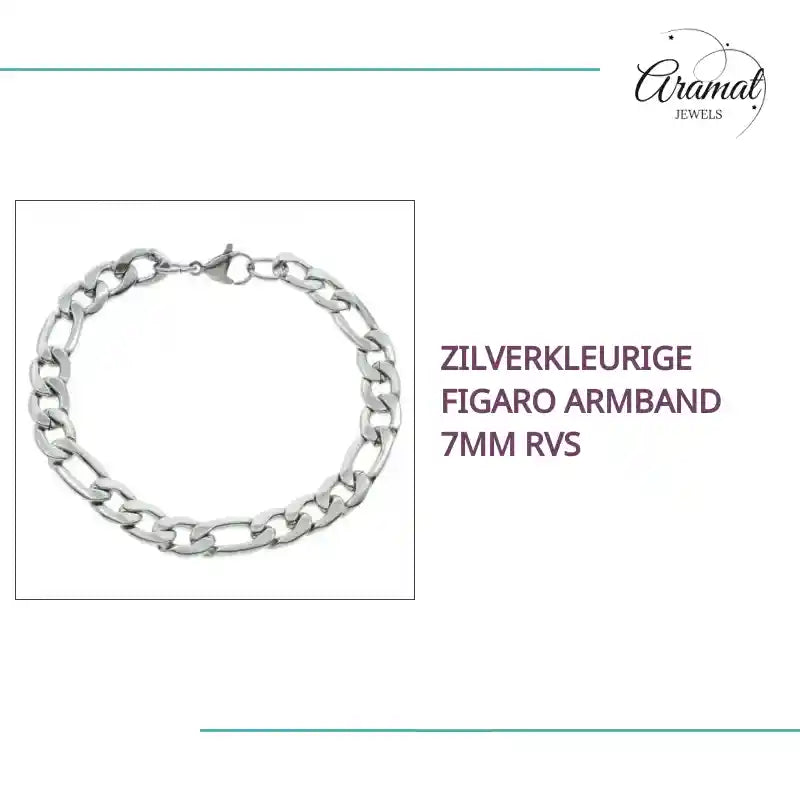 Zilverkleurige Figaro Armband 7mm RVS by@Outfy