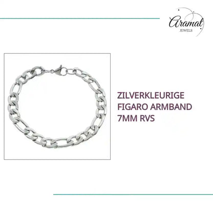 Zilverkleurige Figaro Armband 7mm RVS by@Outfy