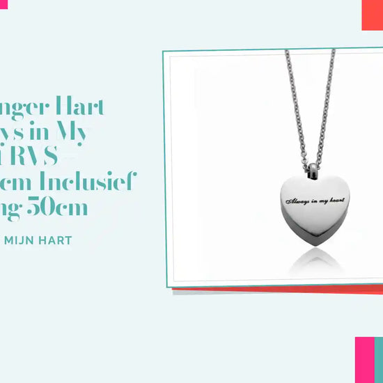 Ashanger Hart Always in My Heart RVS &ndash; 2,5x2cm Inclusief Ketting 50cm by@Outfy