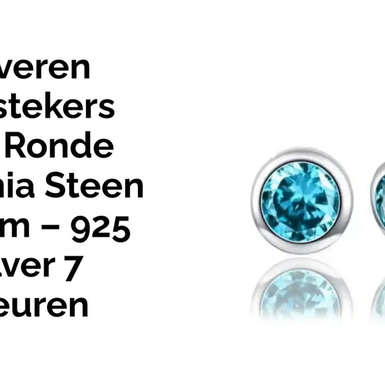 Zilveren Oorstekers met Ronde Zirkonia Steen 7,5 mm &ndash; 925 Zilver 7 Kleuren by@Outfy