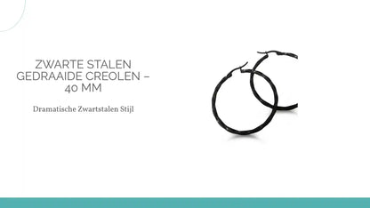 Zwarte Stalen Gedraaide Creolen &ndash; 40 mm by@Outfy