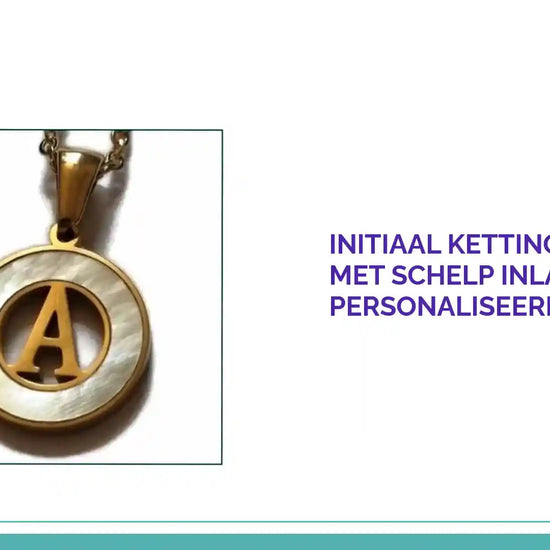 Initiaal Ketting Goudkleur met Schelp Inlay 45cm - Personaliseerbaar by@Outfy
