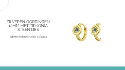 Zilveren Oorringen 12mm met Zirkonia Steentjes by@Outfy