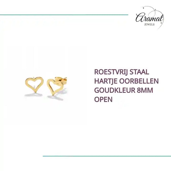Roestvrij Staal Hartje Oorbellen Goudkleur 8mm Open by@Outfy