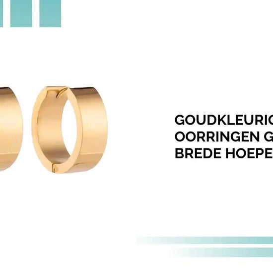 Goudkleurige Stalen Oorringen Glad &ndash; 20 mm Brede Hoepel 7 mm by@Outfy