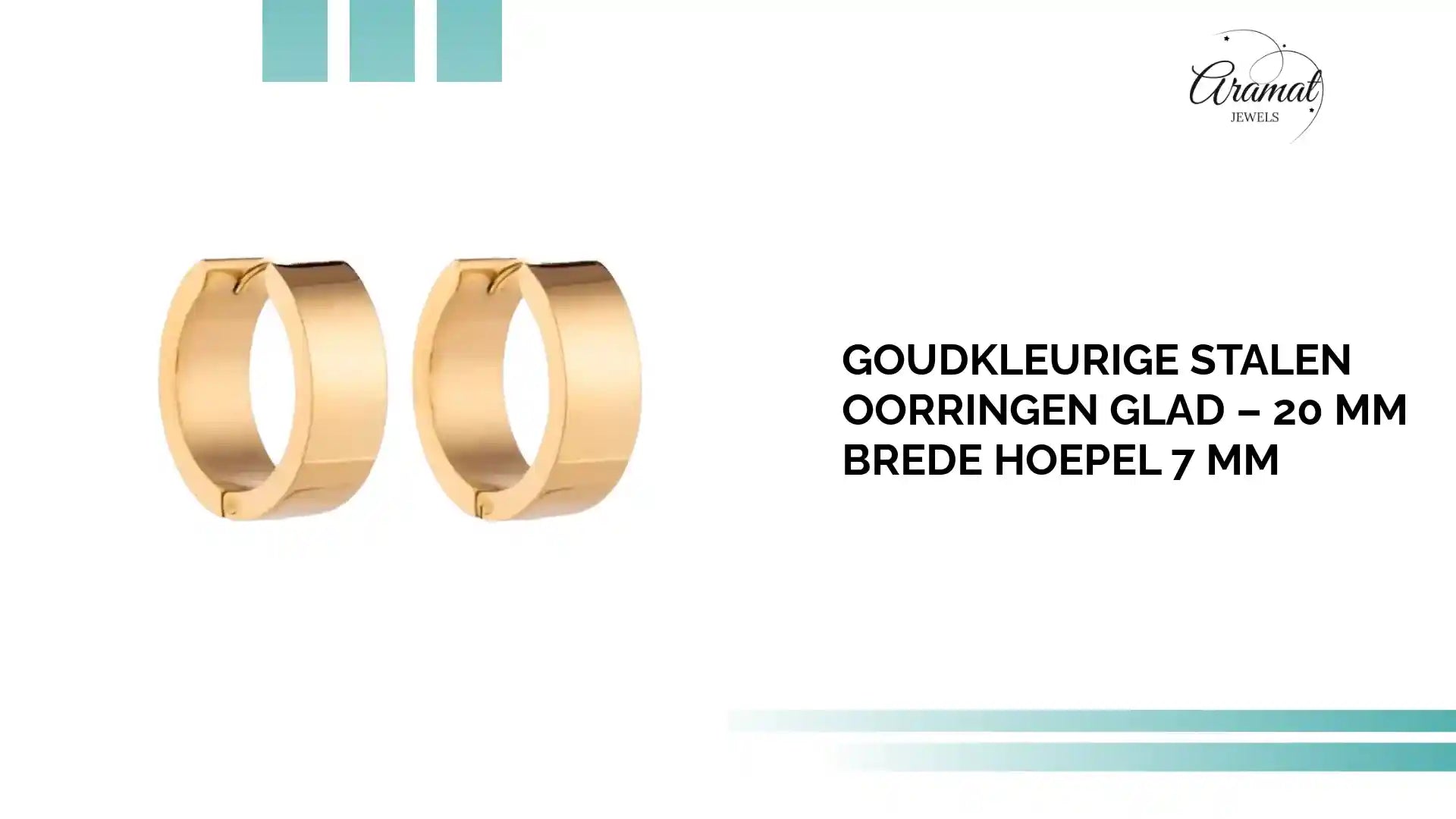 Goudkleurige Stalen Oorringen Glad &ndash; 20 mm Brede Hoepel 7 mm by@Outfy