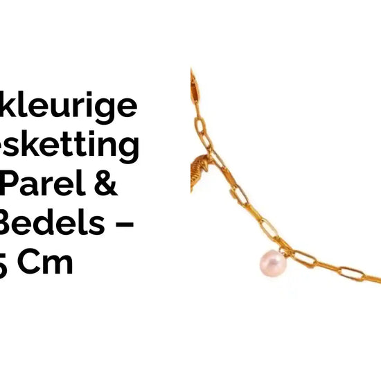 Goudkleurige damesketting met parel &amp; zee-bedels &ndash; 45 cm by@Outfy