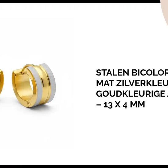 Stalen Bicolor Huggies Mat Zilverkleurig met Goudkleurige Accenten &ndash; 13 x 4 mm by@Outfy
