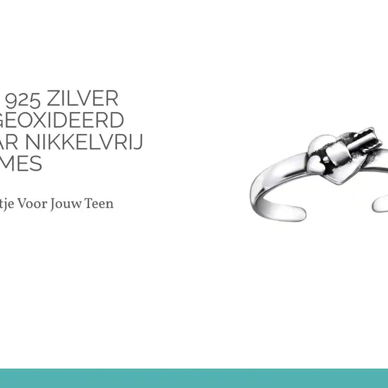 Teenring 925 Zilver Hartje &ndash; Geoxideerd Verstelbaar Nikkelvrij Dames by@Outfy