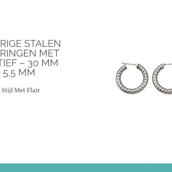 Zilverkleurige Stalen Holle Oorringen met Streepmotief &ndash; 30 mm Breed 5,5 mm by@Outfy