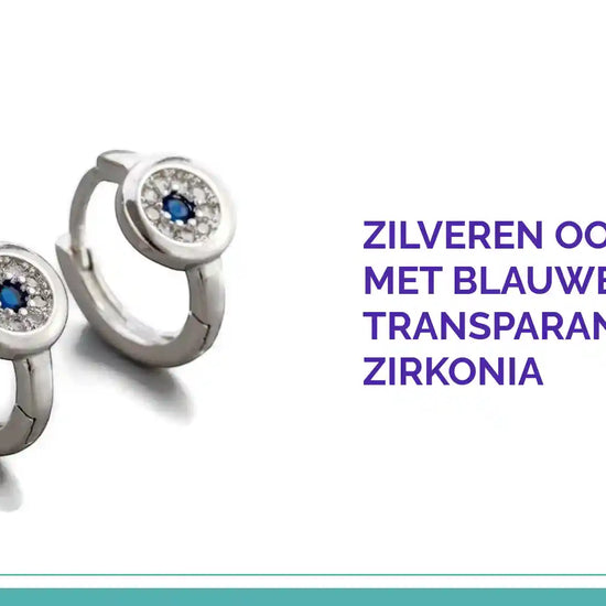 Zilveren Oorringetjes met Blauwe en Transparante Zirkonia by@Outfy