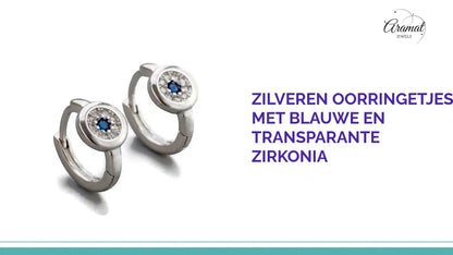 Zilveren Oorringetjes met Blauwe en Transparante Zirkonia by@Outfy