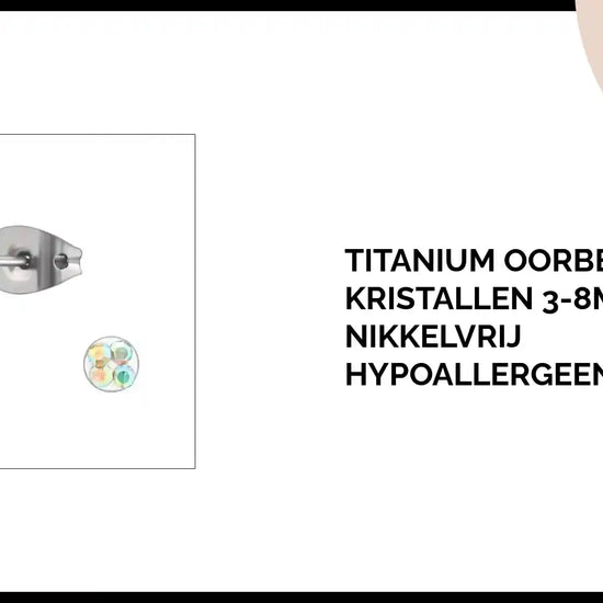 Titanium Oorbellen met Kristallen 3-8mm - Nikkelvrij Hypoallergeen by@Outfy