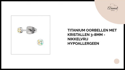 Titanium Oorbellen met Kristallen 3-8mm - Nikkelvrij Hypoallergeen by@Outfy