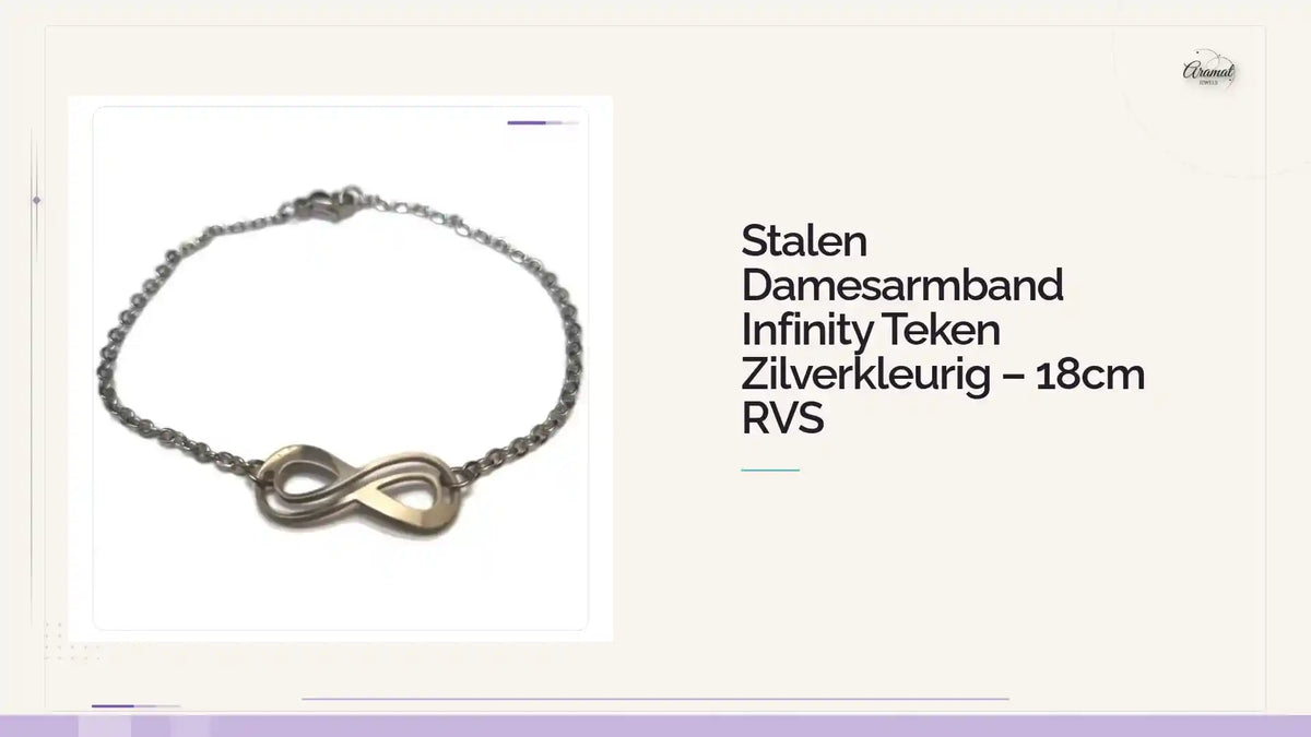 Stalen Damesarmband Infinity Teken Zilverkleurig &ndash; 18cm RVS by@Outfy
