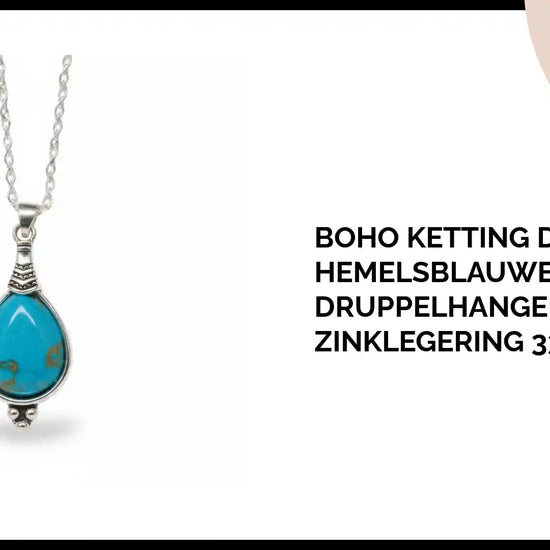 Boho Ketting Dames Hemelsblauwe Druppelhanger Zinklegering 33mm by@Outfy
