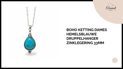 Boho Ketting Dames Hemelsblauwe Druppelhanger Zinklegering 33mm by@Outfy