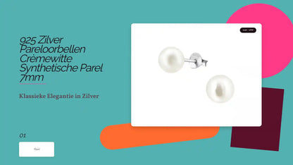 925 Zilver Pareloorbellen Cr&egrave;mewitte Synthetische Parel 7mm by@Outfy