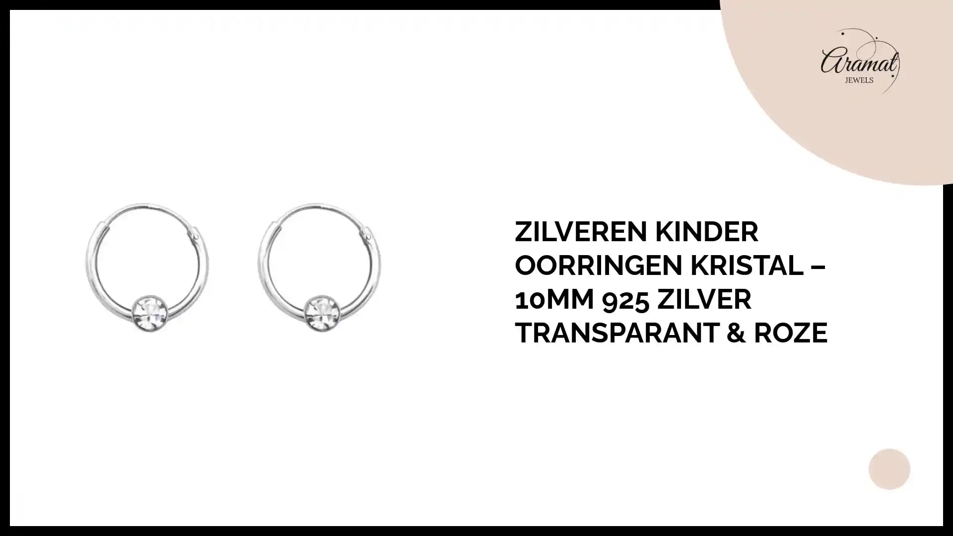 Zilveren Kinder Oorringen Kristal &ndash; 10mm 925 Zilver Transparant &amp; Roze by@Outfy