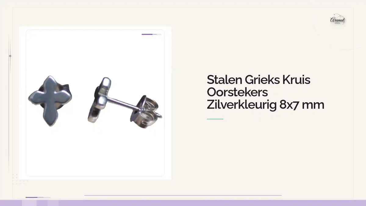 Stalen Grieks Kruis Oorstekers Zilverkleurig 8x7 mm by@Outfy