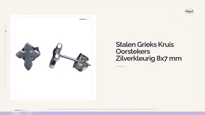 Stalen Grieks Kruis Oorstekers Zilverkleurig 8x7 mm by@Outfy