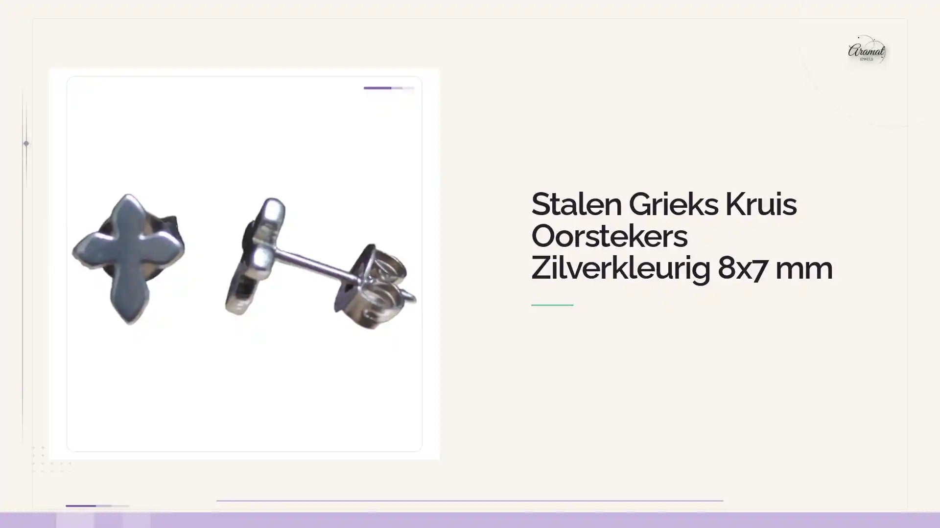 Stalen Grieks Kruis Oorstekers Zilverkleurig 8x7 mm by@Outfy