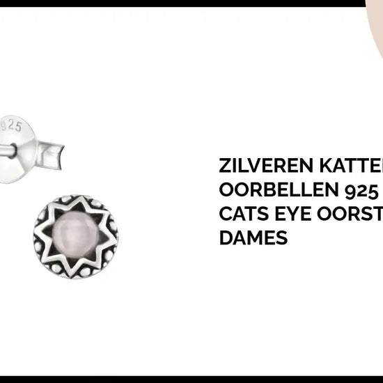 Zilveren Kattenoog Oorbellen 925 Zilver &ndash; Cats Eye Oorstekers Dames by@Outfy