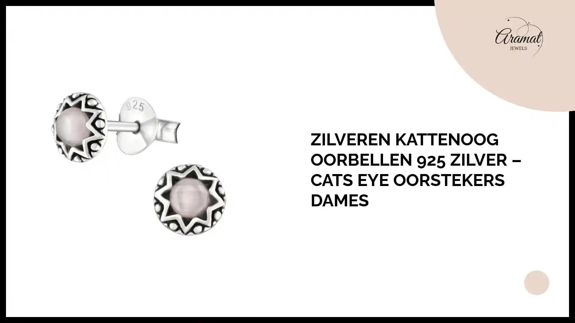 Zilveren Kattenoog Oorbellen 925 Zilver &ndash; Cats Eye Oorstekers Dames by@Outfy
