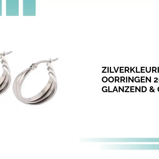 Zilverkleurige Triple Oorringen 20x7,5mm &ndash; Glanzend &amp; Gekruist by@Outfy