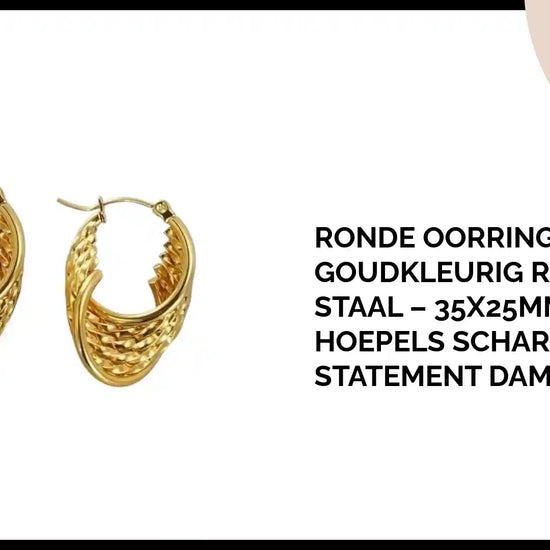 Ronde Oorringen Goudkleurig Roestvrij Staal &ndash; 35x25mm 6 Hoepels Scharnier Statement Dames by@Outfy