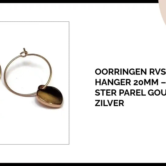 Oorringen RVS met Hanger 20mm &ndash; Hart Ster Parel Goud Ros&eacute; Zilver by@Outfy