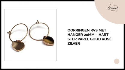 Oorringen RVS met Hanger 20mm &ndash; Hart Ster Parel Goud Ros&eacute; Zilver by@Outfy