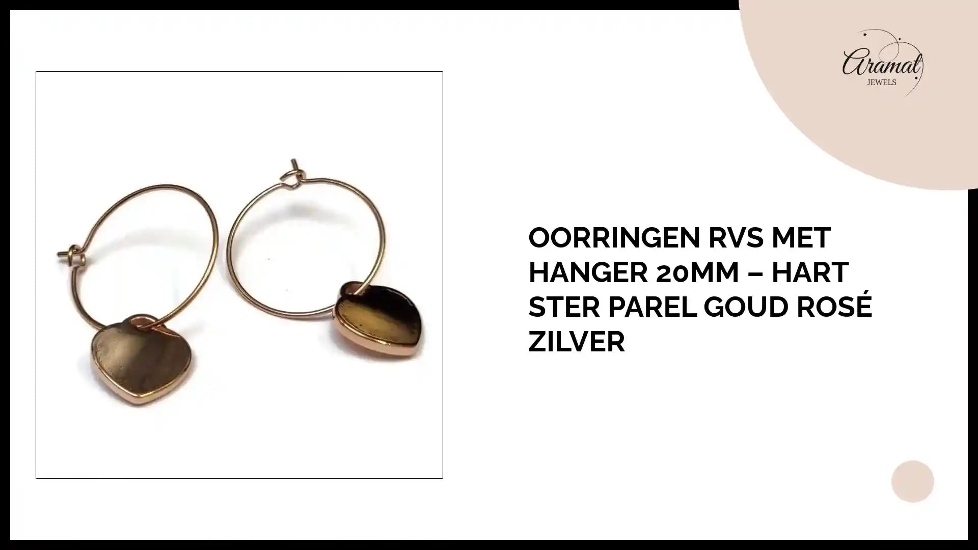 Oorringen RVS met Hanger 20mm &ndash; Hart Ster Parel Goud Ros&eacute; Zilver by@Outfy