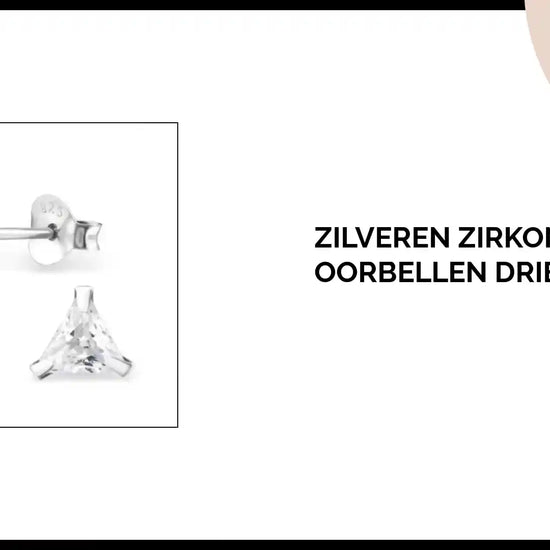 Zilveren Zirkonia Oorbellen driehoek by@Outfy