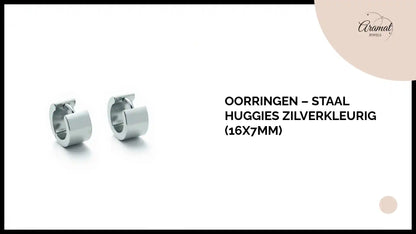 Oorringen &ndash; Staal Huggies Zilverkleurig (16x7mm) by@Outfy