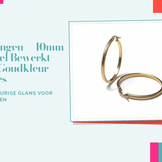 Oorringen &ndash; 40mm Hoepel Bewerkt RVS Goudkleur Dames by@Outfy