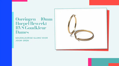 Oorringen &ndash; 40mm Hoepel Bewerkt RVS Goudkleur Dames by@Outfy