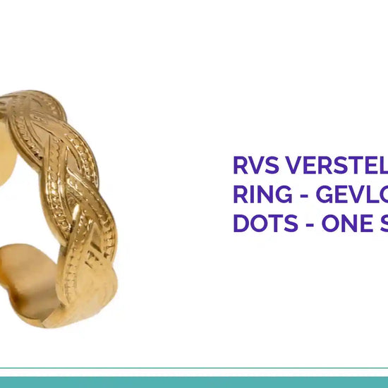 RVS Verstelbare Open Ring - Gevlochten Met Dots - One Size by@Outfy